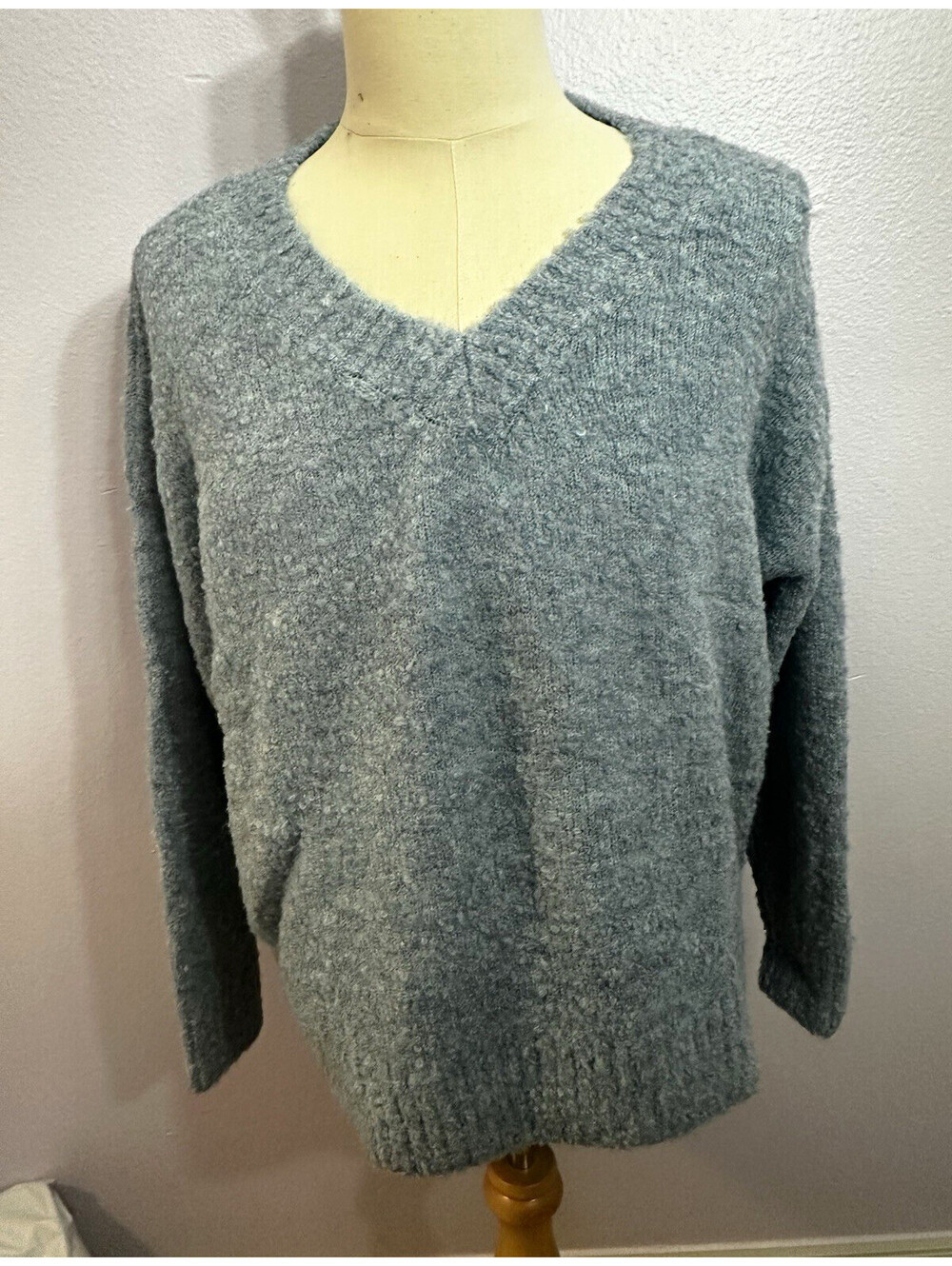 99 Jane Street V-Neck Knit Pullover Sweater Blue Women's Regular Size 2XL